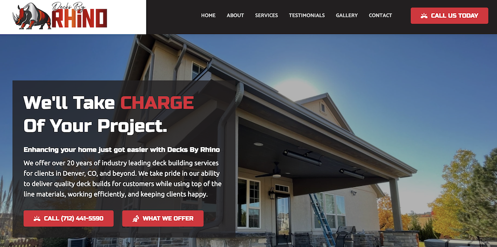 Sitio web de Decks by Rhino.